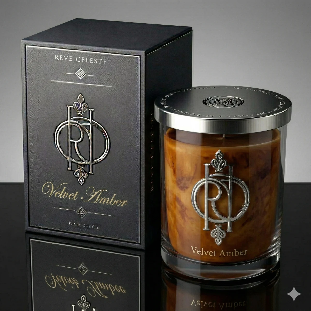 Velvet Amber candle in frosted glass vessel