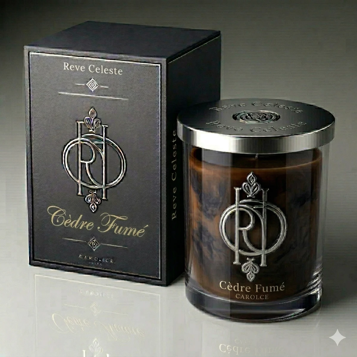 Cèdre Fumé candle in smoke-tinted glass